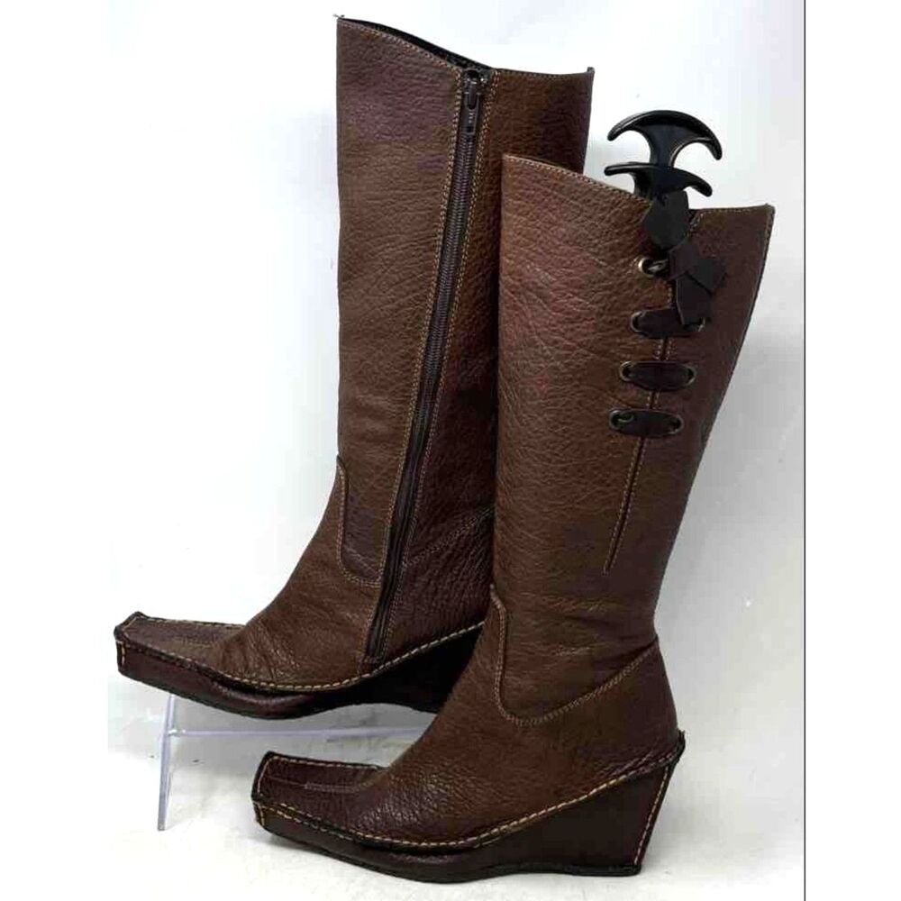 Pons Quintana Brown Side-Zip High Riding Boots - Size EU 39